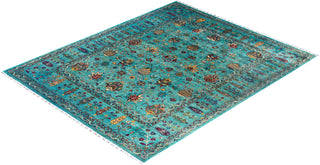 Bohemian Tribal Wool Hand Knotted Green Area Rug 8' 1" x 9' 8"