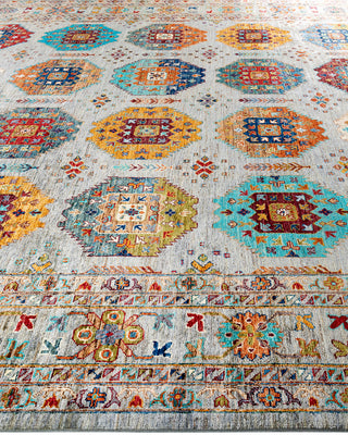 Bohemian Tribal Wool Hand Knotted Light Gray Area Rug 8' 11" x 12' 3"