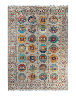Bohemian Tribal Wool Hand Knotted Light Gray Area Rug 8' 11" x 12' 3"
