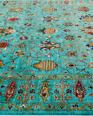 Bohemian Tribal Wool Hand Knotted Green Area Rug 8' 1" x 10' 3"