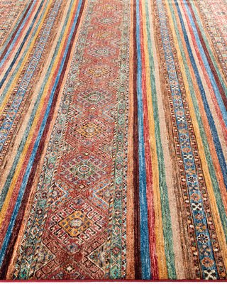 Bohemian Tribal Wool Hand Knotted Red Area Rug 8' 2" x 10' 3"