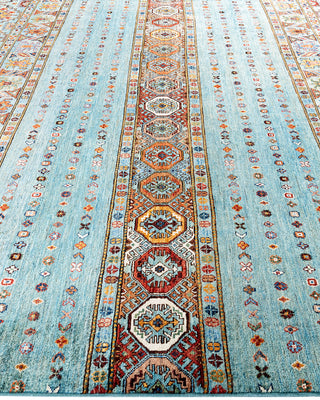Bohemian Tribal Wool Hand Knotted Light Blue Area Rug 8' 1" x 9' 5"