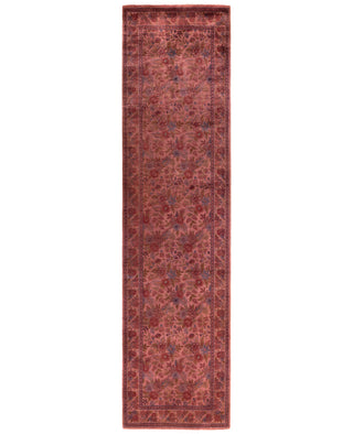 Contemporary Overdyed Wool Hand Knotted Pink Runner 2' 7" x 10' 2"