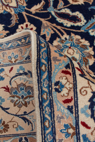 Authentic Persian Nain Hand Knotted Wool Black Area Rug 7' 3" x 11' 1"