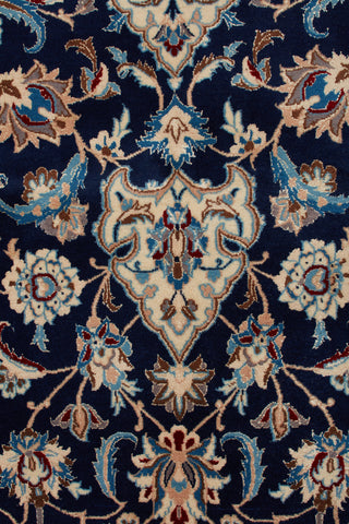 Authentic Persian Nain Hand Knotted Wool Black Area Rug 7' 3" x 11' 1"