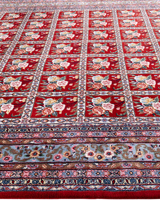 Traditional Tabriz Hand Knotted Floral Wool Red Area Rug 8' 3" x 11' 9"