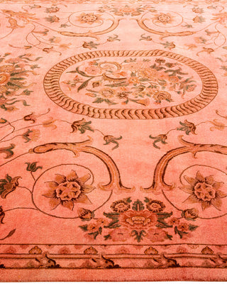 Modern Overdyed Hand Knotted Wool Pink Area Rug 6' 6" x 9' 5"