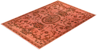 Modern Overdyed Hand Knotted Wool Pink Area Rug 6' 6" x 9' 5"