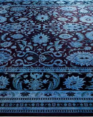 Modern Overdyed Hand Knotted Wool Blue Area Rug 9' 2" x 12' 2"