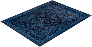 Modern Overdyed Hand Knotted Wool Blue Area Rug 9' 2" x 12' 2"