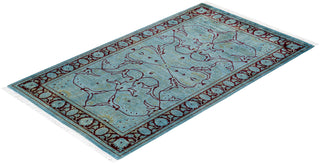 Contemporary Hand Knotted Overdyed Blue Area Rug 3' 2" x 5' 4"