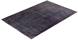 Modern Overdyed Hand Knotted Wool Purple Area Rug 4' 1" x 6' 2"