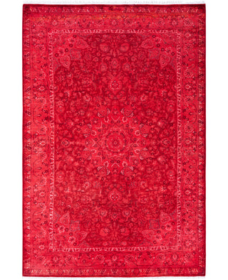 Overdyed Hand-Knotted Wool Modern-Contemporary Red Area Rug 4' 1" x 6' 2"