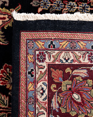 Traditional Sarouk Hand Knotted Floral Wool Black Area Rug 9' 1" x 12' 3"