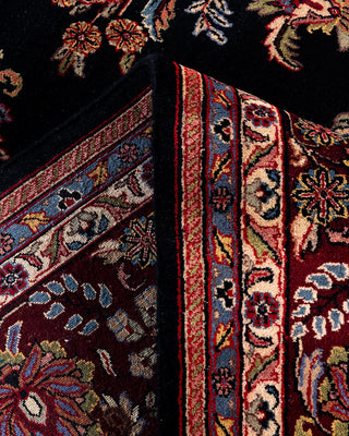 Traditional Sarouk Hand Knotted Floral Wool Black Area Rug 9' 1" x 12' 3"