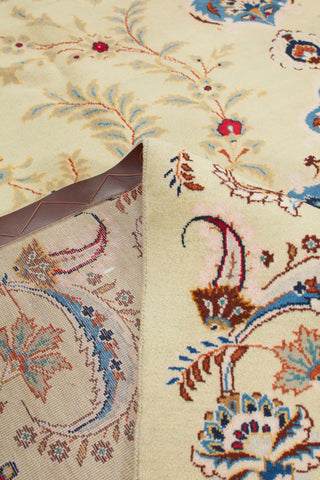 Authentic Persian Kashan Hand Knotted Wool Ivory Area Rug 9' 3" x 10' 10"