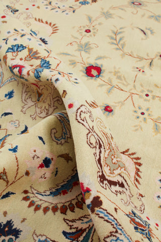 Authentic Persian Kashan Hand Knotted Wool Ivory Area Rug 9' 3" x 10' 10"