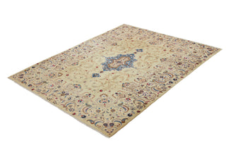 Authentic Persian Kashan Hand Knotted Wool Ivory Area Rug 9' 3" x 10' 10"