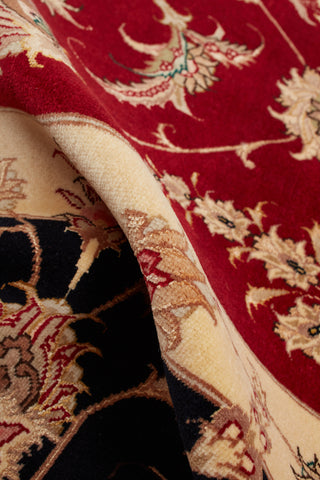 Authentic Persian Tabriz Hand Knotted Wool Silk Blend Red Area Rug 8' 4" x 10' 8"