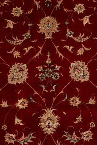 Authentic Persian Tabriz Hand Knotted Wool Silk Blend Red Area Rug 8' 4" x 10' 8"