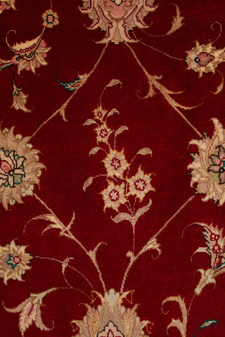 Authentic Persian Tabriz Hand Knotted Wool Silk Blend Red Area Rug 8' 4" x 10' 8"