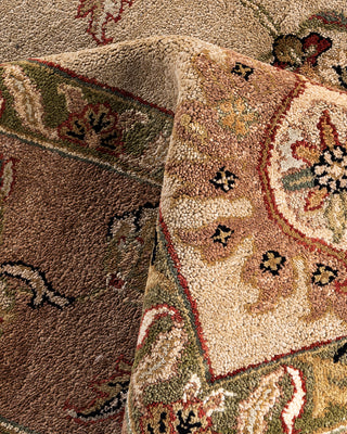 Traditional Oushak Hand Knotted Floral Wool Sand Area Rug 8' 10" x 11' 10"