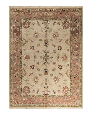 Traditional Oushak Hand Knotted Floral Wool Sand Area Rug 8' 10" x 11' 10"