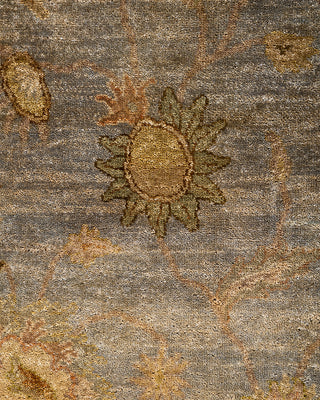 Traditional Oushak Hand Knotted Floral Wool Gray Area Rug 7' 10" x 10' 1"