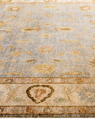 Traditional Oushak Hand Knotted Floral Wool Gray Area Rug 7' 10" x 10' 1"