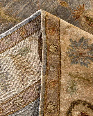 Traditional Oushak Hand Knotted Floral Wool Gray Area Rug 7' 10" x 10' 1"