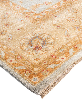 Traditional Oushak Hand Knotted Floral Wool Gold Area Rug 8' 10" x 12' 0"