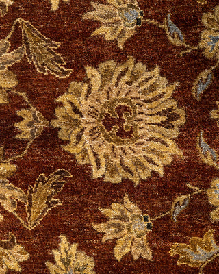 Traditional Oushak Hand Knotted Floral Wool Brown Area Rug 9' 1" x 9' 1"