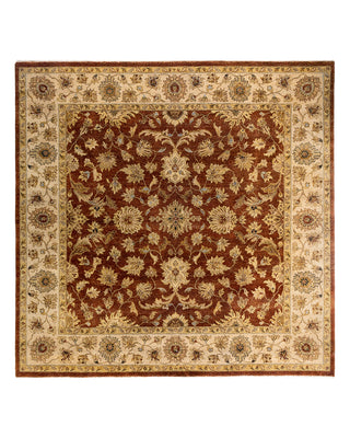 Traditional Oushak Hand Knotted Floral Wool Brown Area Rug 9' 1" x 9' 1"