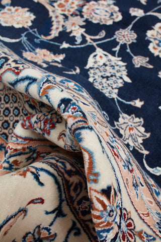 Authentic Persian Nain Hand Knotted Wool Silk Blend Red Area Rug 8' 0" x 11' 8"