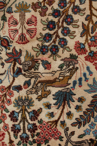 Authentic Persian Tabriz Hand Knotted Wool Ivory Area Rug 7' 4" x 11' 0"