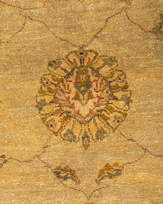 Traditional Oushak Hand Knotted Floral Wool Gold Area Rug 8' 1" x 10' 0"