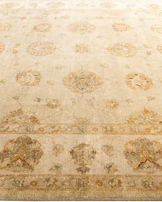 Traditional Oushak Hand Knotted Floral Wool Gold Area Rug 8' 1" x 10' 0"