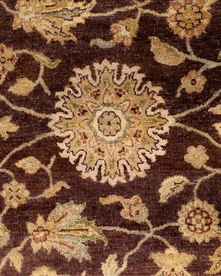 Traditional Oushak Hand Knotted Floral Wool Brown Area Rug 9' 1" x 11' 10"