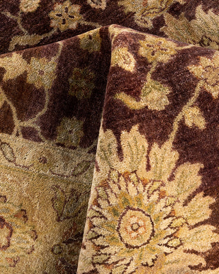 Traditional Oushak Hand Knotted Floral Wool Brown Area Rug 9' 1" x 11' 10"