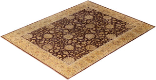 Traditional Oushak Hand Knotted Floral Wool Brown Area Rug 9' 1" x 11' 10"