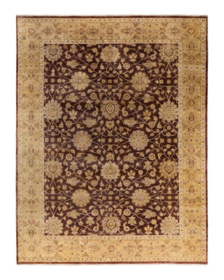Traditional Oushak Hand Knotted Floral Wool Brown Area Rug 9' 1" x 11' 10"
