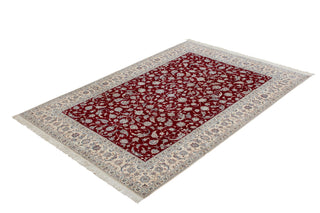 Authentic Persian Nain Hand Knotted Wool Silk Blend Orange Area Rug 8' 4" x 12' 0"