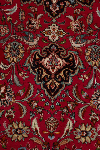 Authentic Persian Tabriz Hand Knotted Wool Silk Blend Red Area Rug 8' 2" x 11' 5"