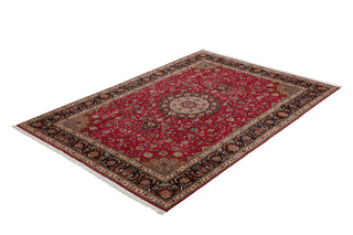 Authentic Persian Tabriz Hand Knotted Wool Silk Blend Red Area Rug 8' 2" x 11' 5"