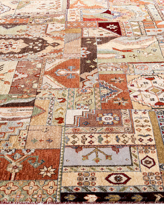 Traditional Patchwork Hand Knotted Patchwork Wool Brown Area Rug 8' 3" x 10' 3"