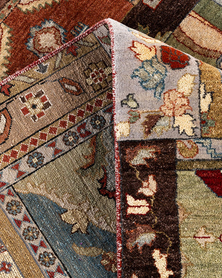 Traditional Patchwork Hand Knotted Patchwork Wool Brown Area Rug 8' 3" x 10' 3"
