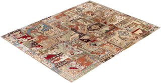 Traditional Patchwork Hand Knotted Patchwork Wool Brown Area Rug 8' 3" x 10' 3"
