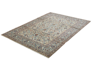 Authentic Persian Kashan Hand Knotted Wool Ivory Area Rug 9' 3" x 12' 3"