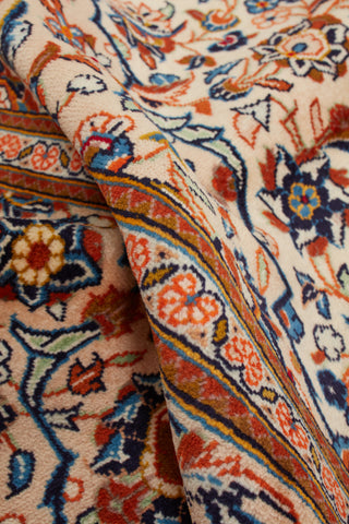 Authentic Persian Kashan Hand Knotted Wool Ivory Area Rug 6' 6" x 10' 5"