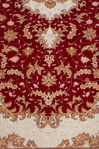 Authentic Persian Tabriz Hand Knotted Wool Silk Blend Blue Area Rug 8' 3" x 11' 7"